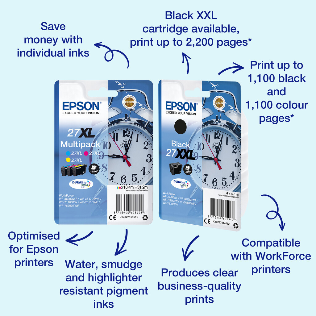 Epson Alarm clock Multipack 3-clr 27XL DURABrite Ultra Ink EasyMail - Image 3