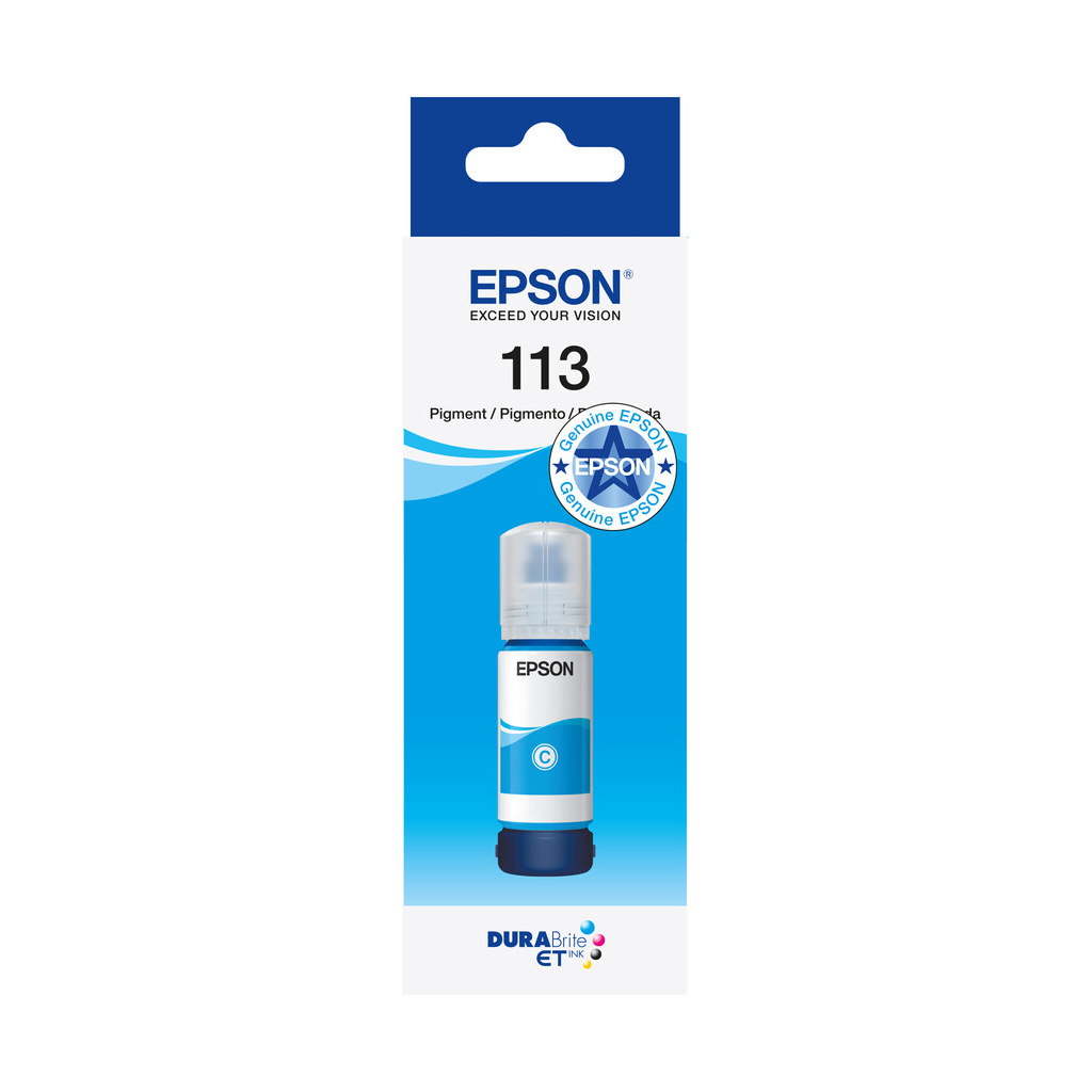 Epson 113 EcoTank Pigment Cyan ink bottle - Image 7