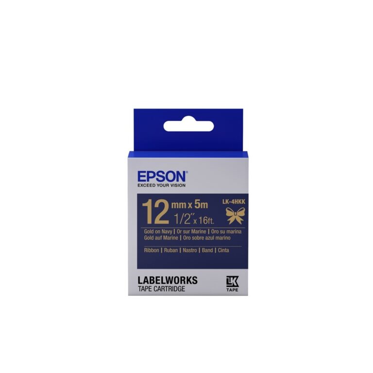 Epson Satin Ribbon – Navy/Gold 12mm(5m) – LK-4HKK