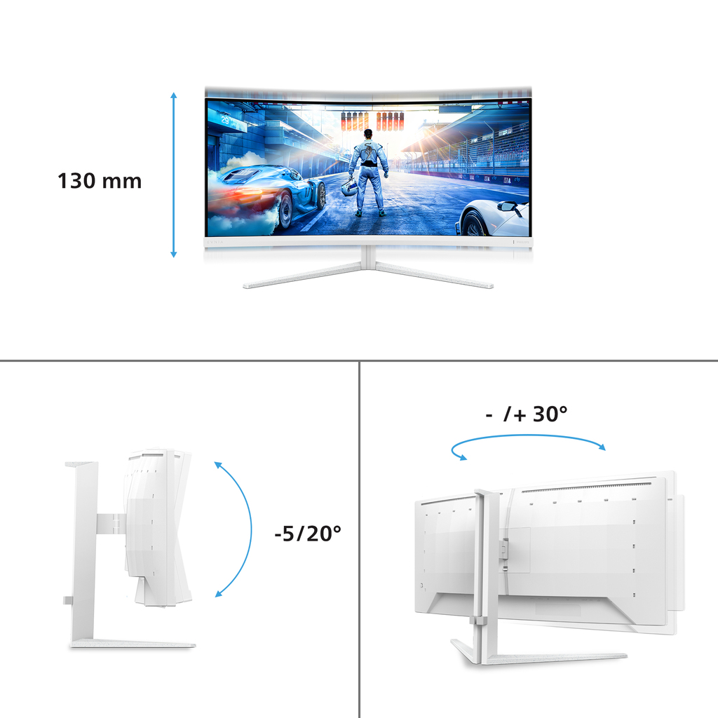 Philips Evnia 5000 34M2C5501A/00 computer monitor 86.4 cm (34") 3440 x 1440 pixels Wide Quad HD LCD White - Image 6