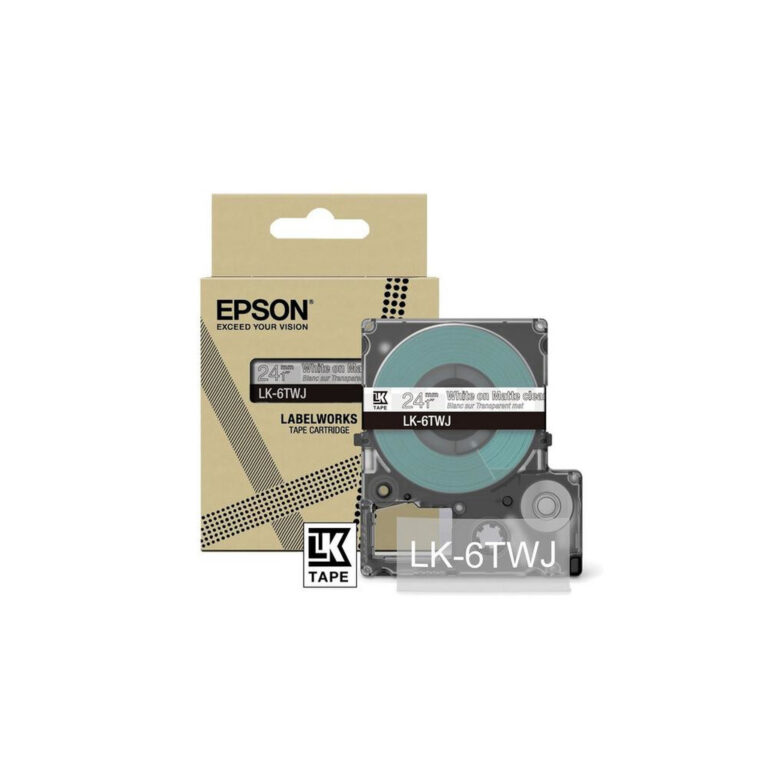 Epson Matte Tape – Clear/White 24mm(8m) – LK-6TWJ