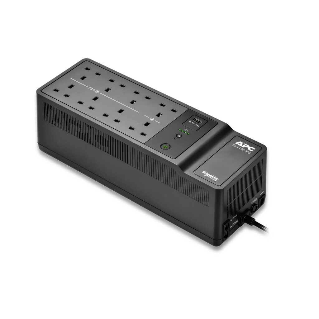 APC Back-UPS, 500VA/300W Floor/Wall Mount, 230V, 8x British BS1363A outlets, USB Type A Port, User Replaceable Battery - Image 2