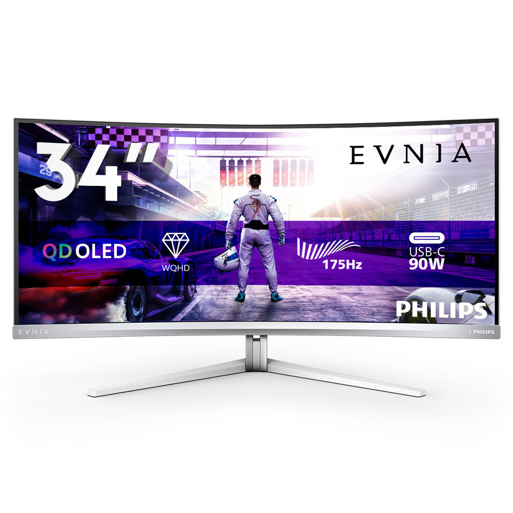 Philips 34M2C8600/00 computer monitor 86.4 cm (34") 3440 x 1440 pixels Wide Quad HD OLED White