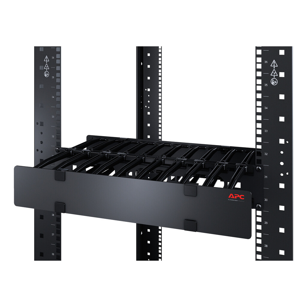APC NetShelter Cable Management, Horizontal Cable Manager, 1U, Single Side with Cover, Black, 483 x 44 x 110 mm - Image 3