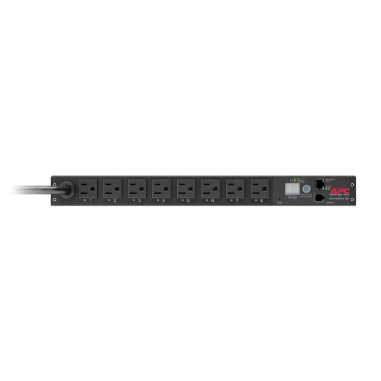 APC NetShelter Switched Rack PDU, 1U, 1.4kW, 120V, 15A, 8 NEMA 5-15R outlet