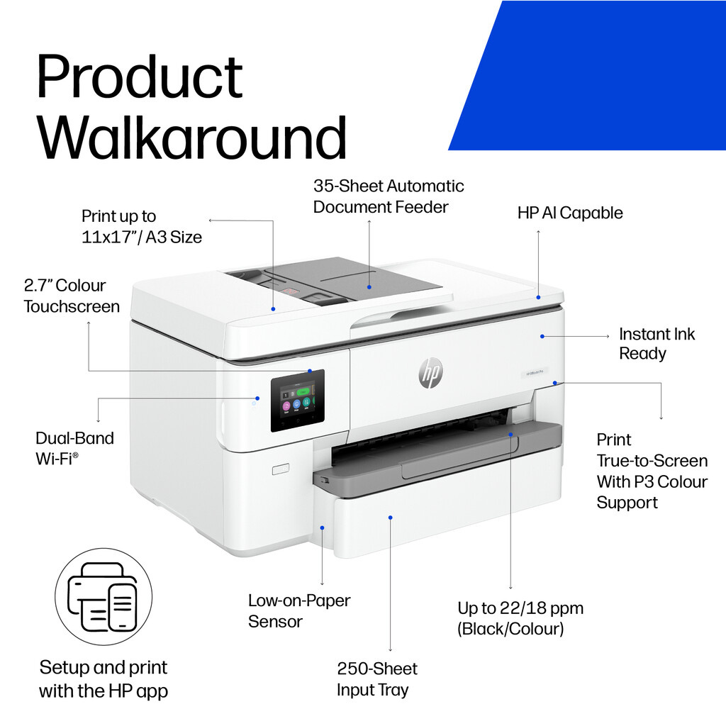 HP OfficeJet Pro 9720e Wireless All-in-One Color Printer, Two-sided printing; Copier, Scanner - Image 11