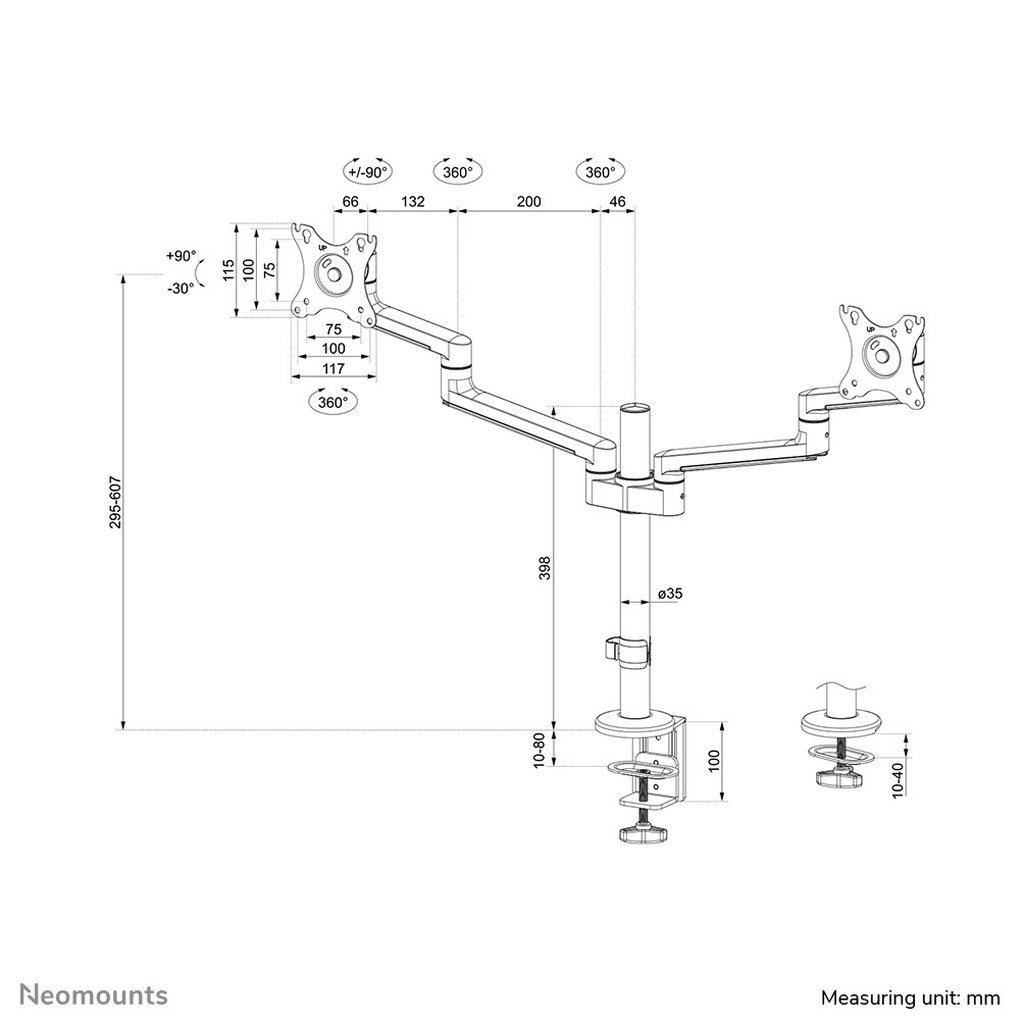 Neomounts DS60-425BL2 Monitor arm 17-27" - space saving - Image 20
