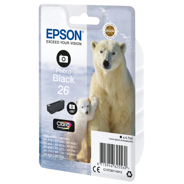 Epson Polar bear 26 Claria Premium Single Photo Black Ink