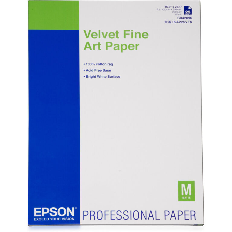 Epson Velvet Fine Art Paper, DIN A2, 260g/m2, 25 Sheets