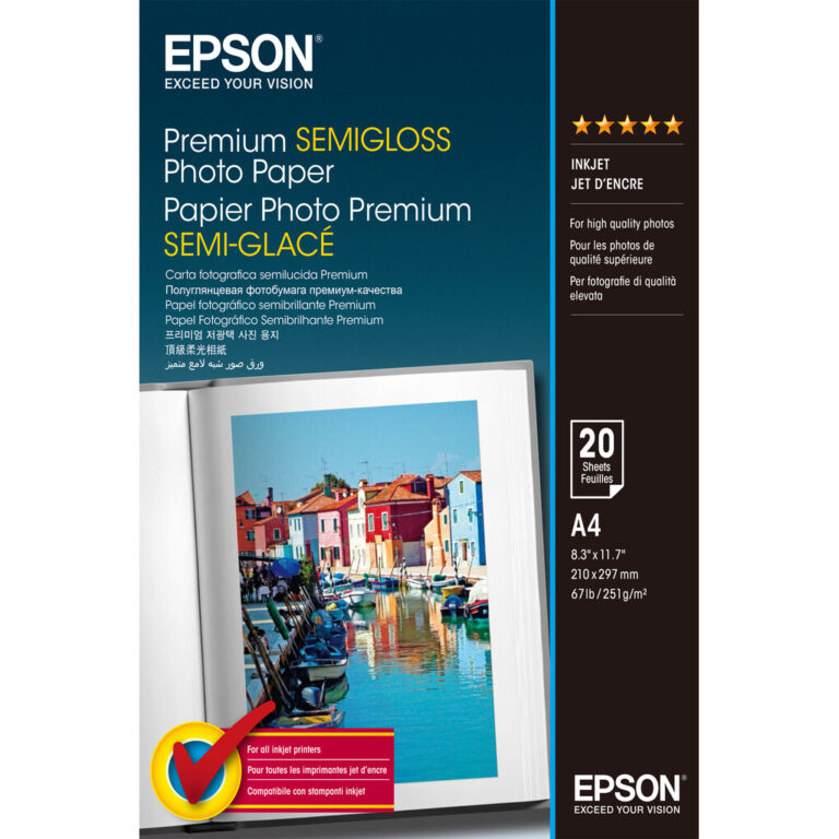Epson A4 Premium Semigloss Photo Paper 251gsm, 20 sheets