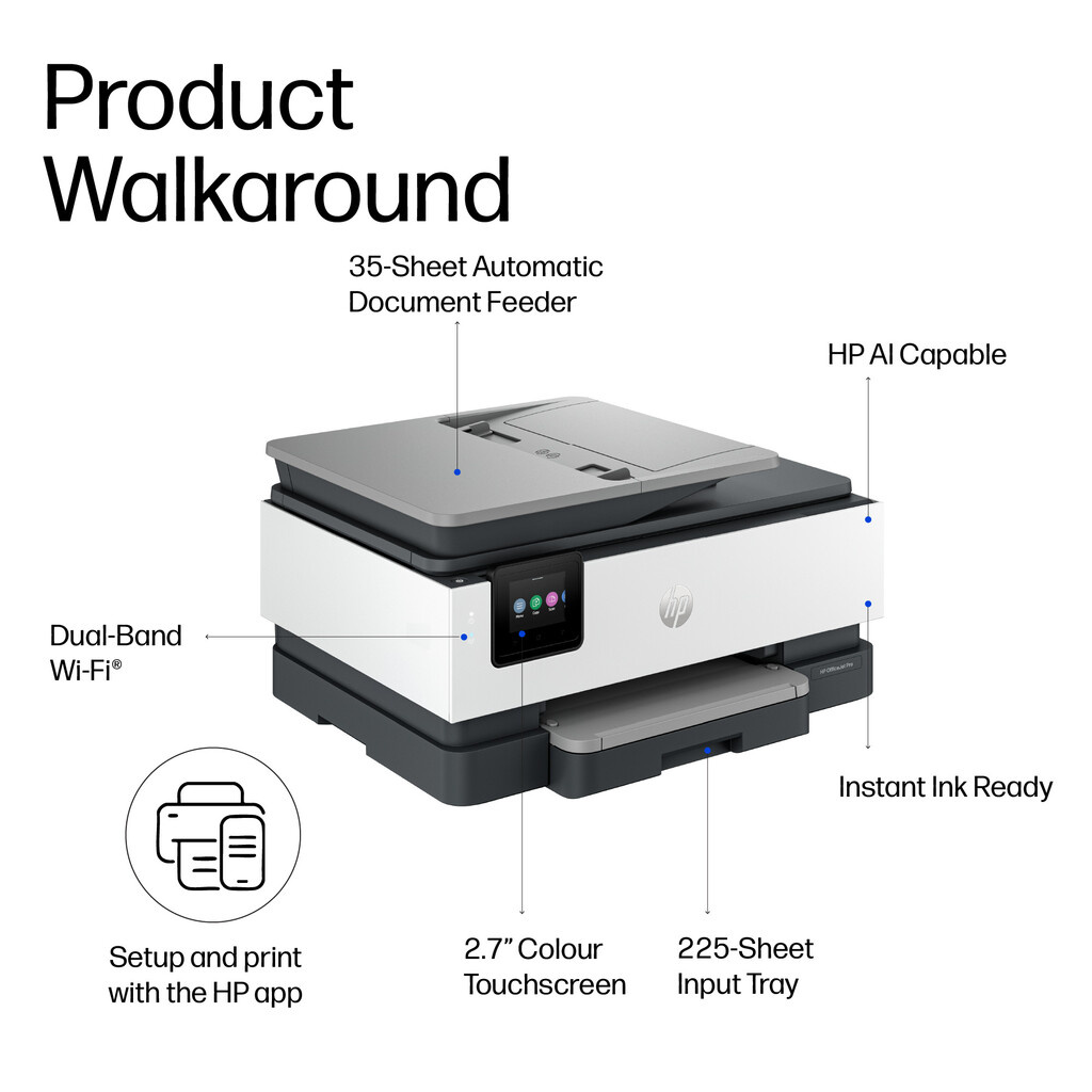HP OfficeJet Pro 8132e Wireless All-in-One Color Printer, Instant Ink; Two-sided printing - Image 5