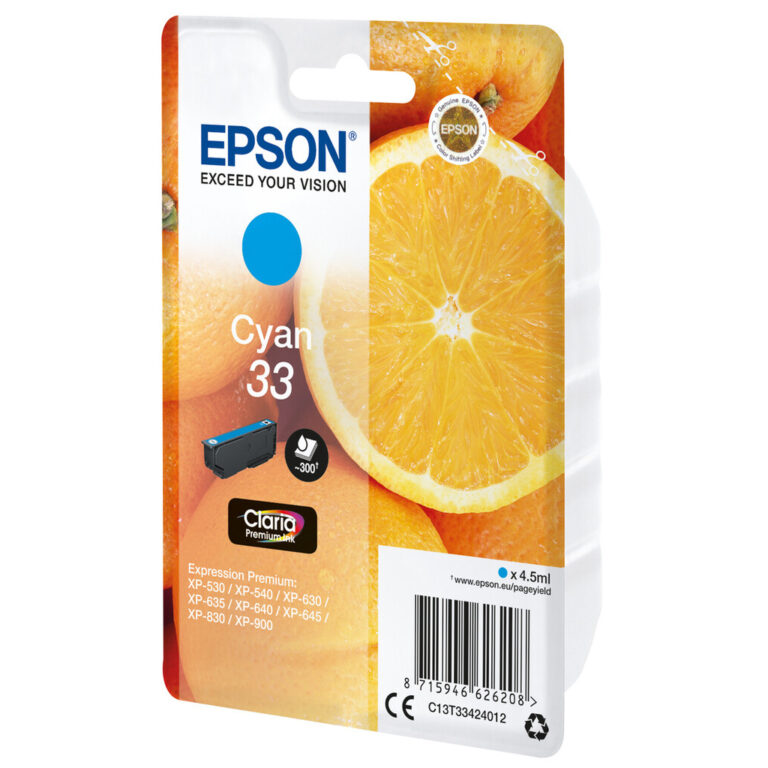 Epson Oranges 33 Claria Premium Single Cyan Ink