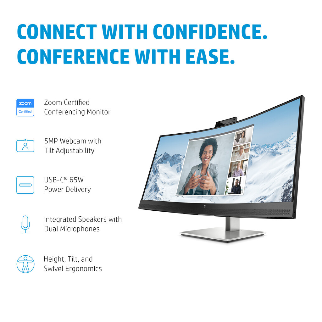 HP E34m G4 WQHD Curved USB-C Conferencing Monitor - Image 15