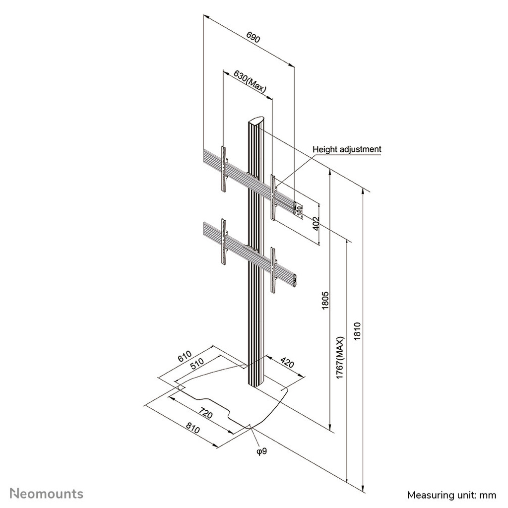 Neomounts NMPRO-S12 Videowall floor stand 32-65" - vertical installation - Image 7